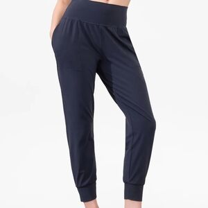 Athleta Navy Track Pants with Elastic Cuffs and Waistband